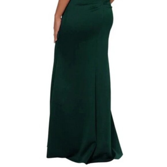 Xscape Hunter Green Ruched Scuba Ruffle Gown - Picture 4 of 4